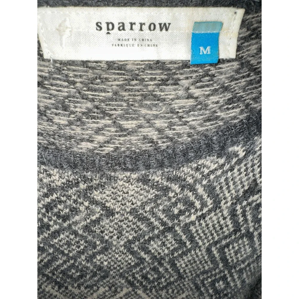 Sparrow Anthropologie Grey Geometric Fair Isle Alpaca‎ Wool Sweater Dress Medium